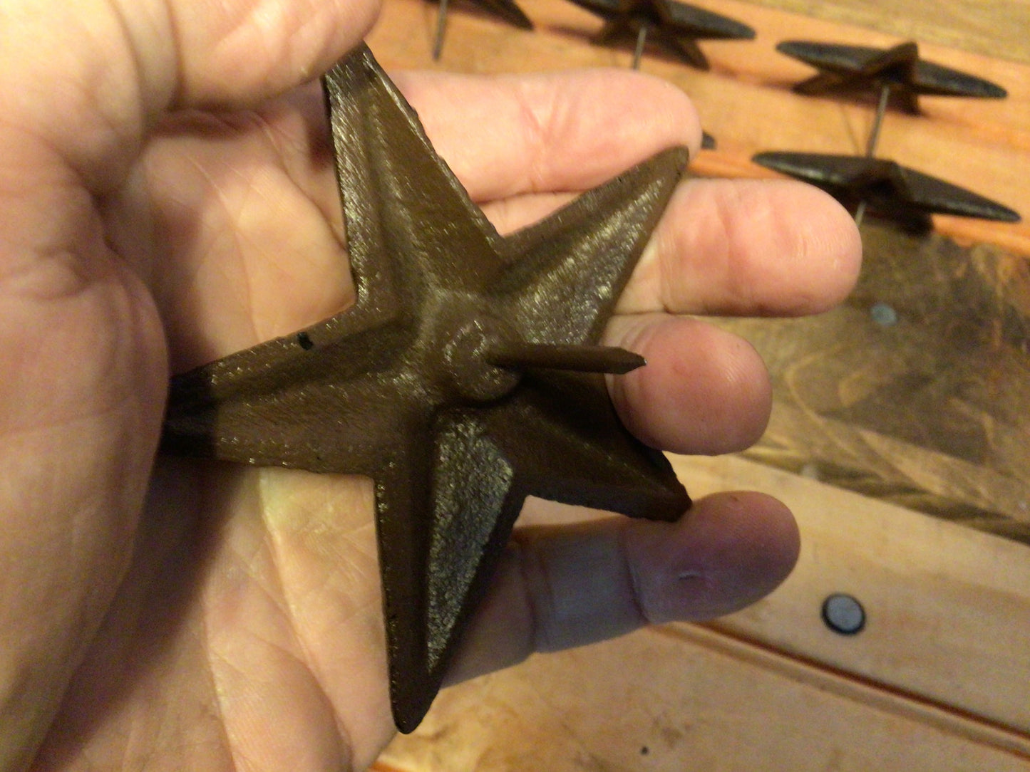 Set of 6 Large (3.5") Cast Iron Decorative Rustic Star Nails