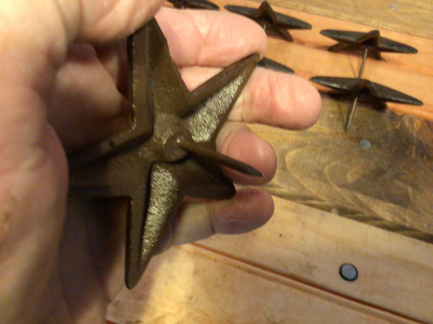 Set of 6 Large (3.5") Cast Iron Decorative Rustic Star Nails