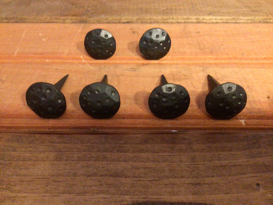 Set of 6..... 1" Black Hand Forged Nails w/ Round "Dented Heads"