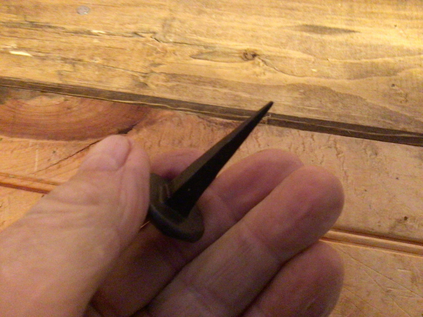 Set of 6..... 1" Black Hand Forged Nails w/ Round "Dented Heads"