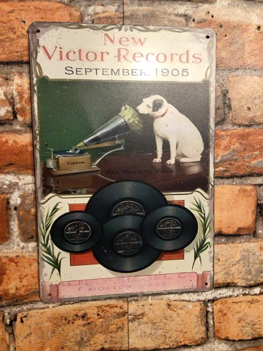 8"x12" Vintage Retro Style "New Victor Records, September 1905" Tin Sign