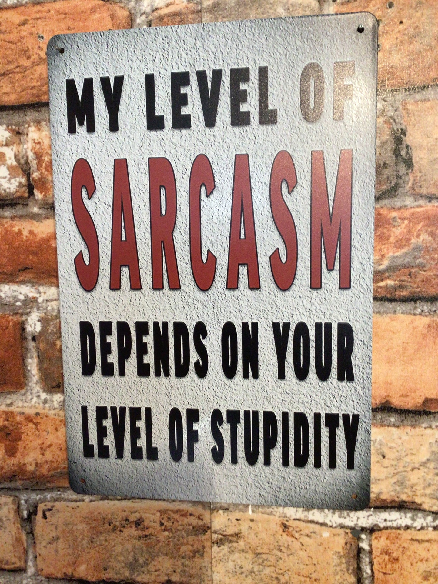 12"x8" "My Level of Sarcasm Depends on Your Level of Stupidity" Sign