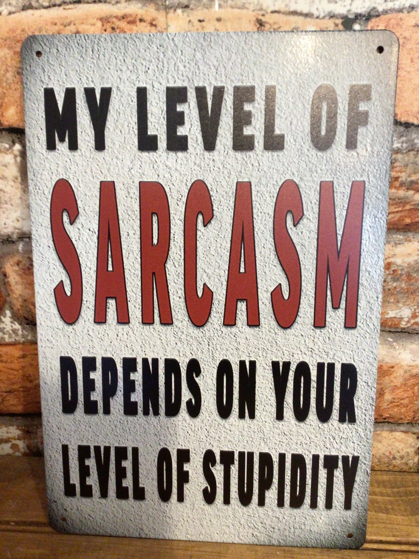 12"x8" "My Level of Sarcasm Depends on Your Level of Stupidity" Sign