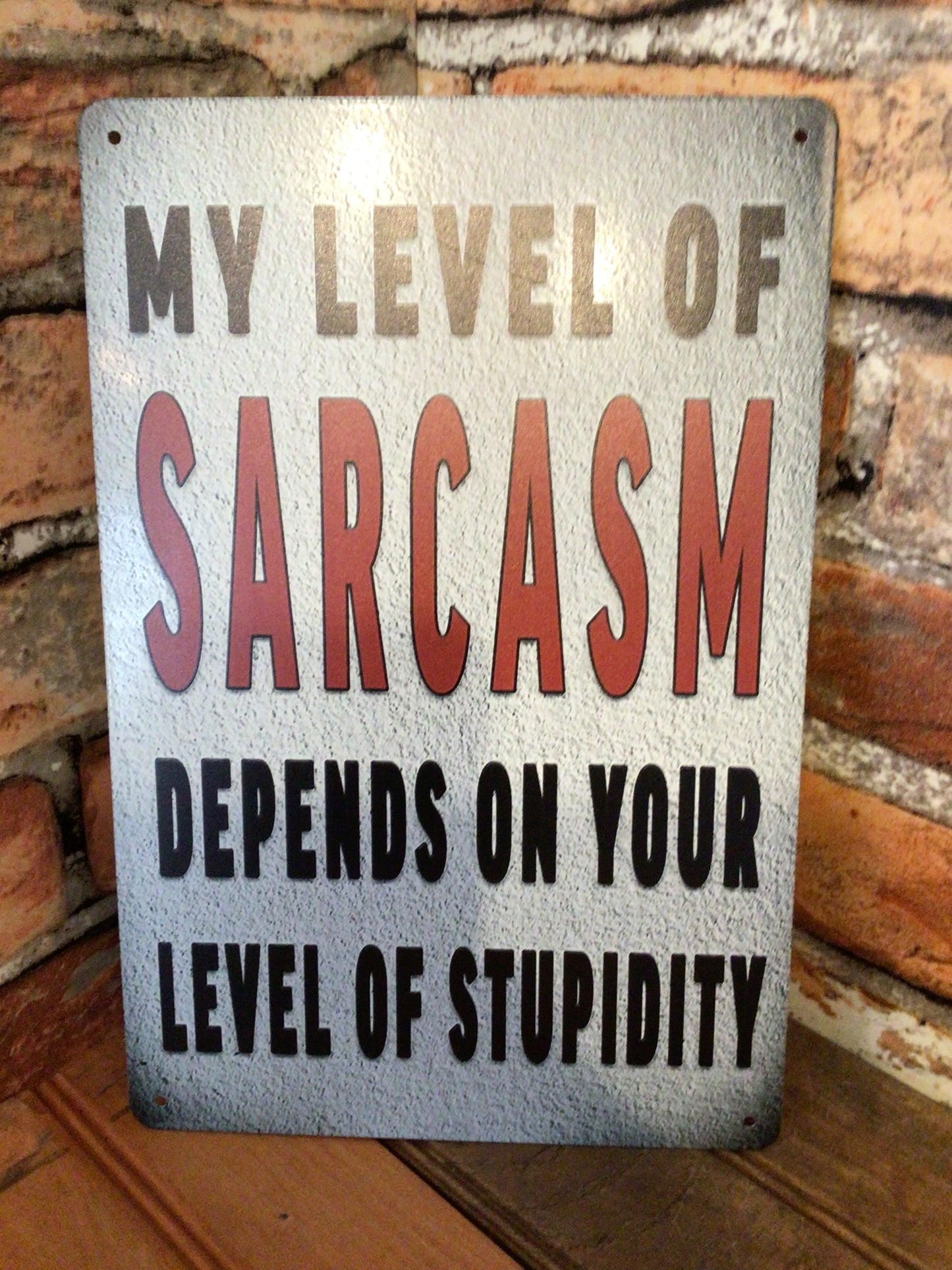 12"x8" "My Level of Sarcasm Depends on Your Level of Stupidity" Sign