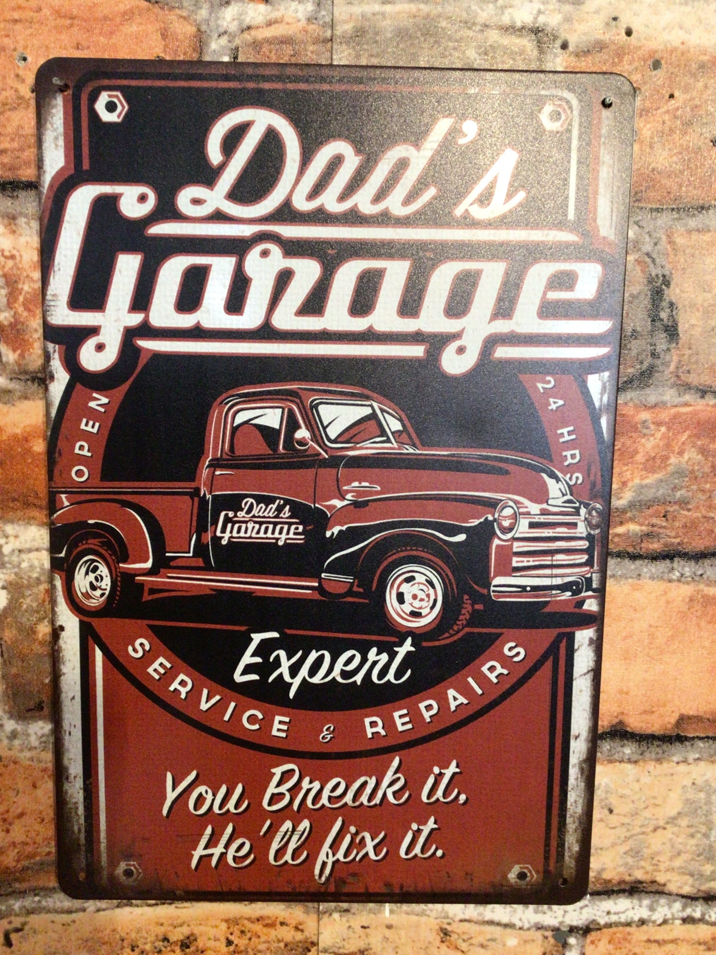 8"x12" Retro Style "Dad's Garage" " Expert Service" Tin Sign. Makes a Great Gift!