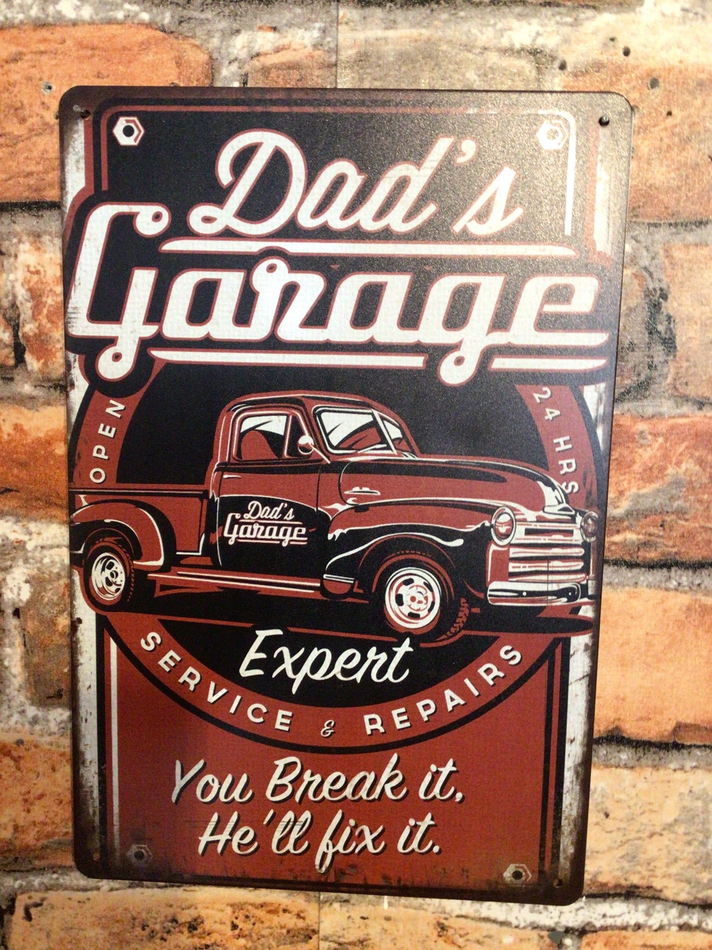 8"x12" Retro Style "Dad's Garage" " Expert Service" Tin Sign. Makes a Great Gift!