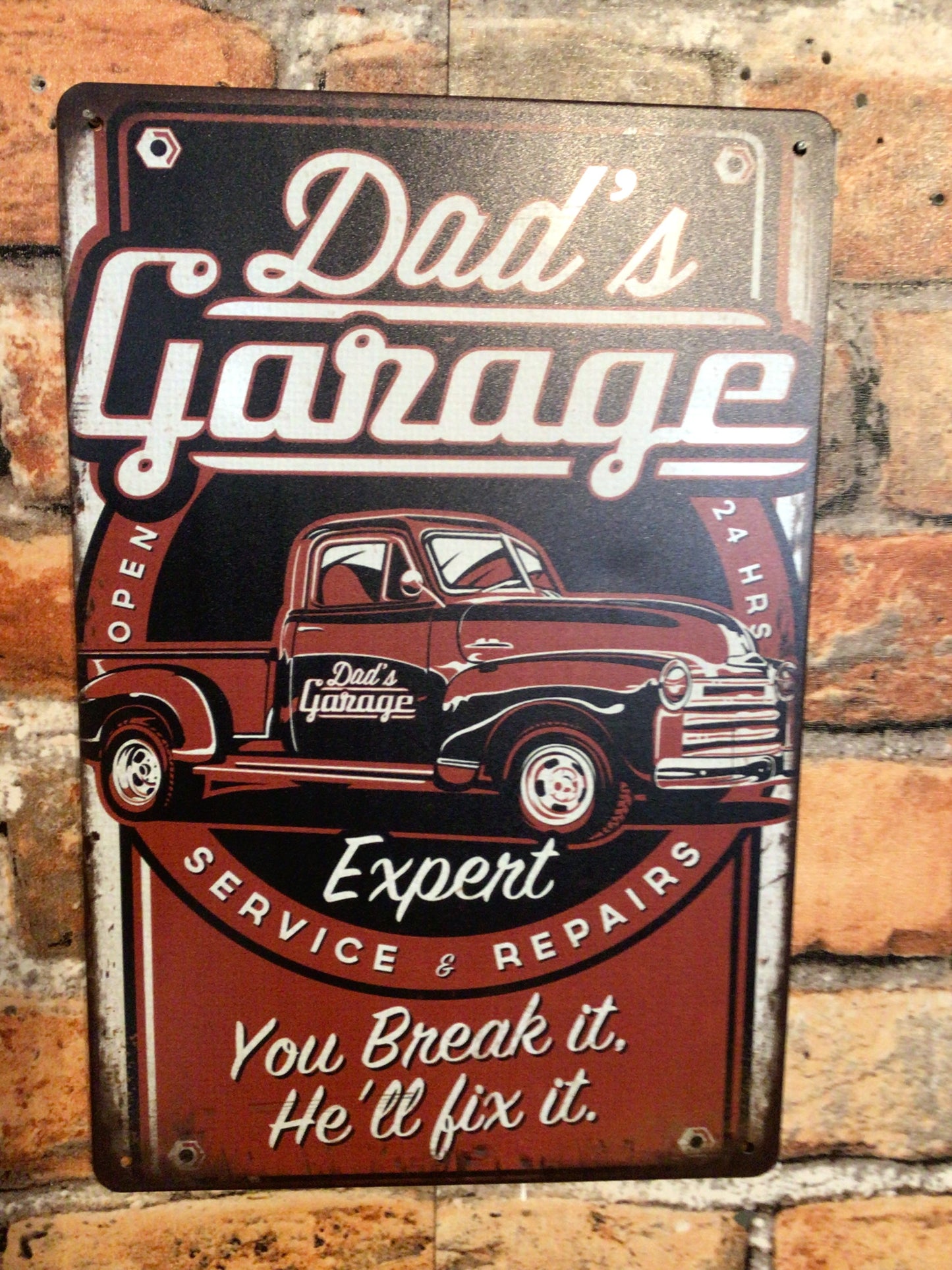 8"x12" Retro Style "Dad's Garage" " Expert Service" Tin Sign. Makes a Great Gift!