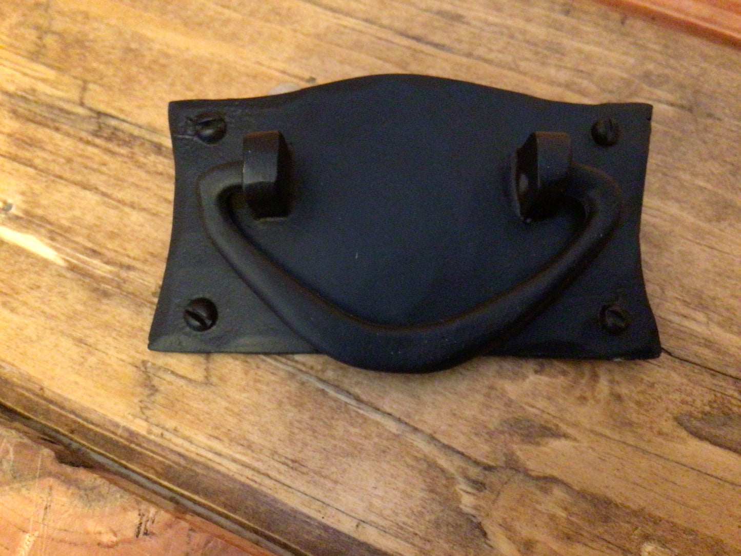 Set of 6 Black Powder Coated Rustic Drawer Pulls W/ Screws