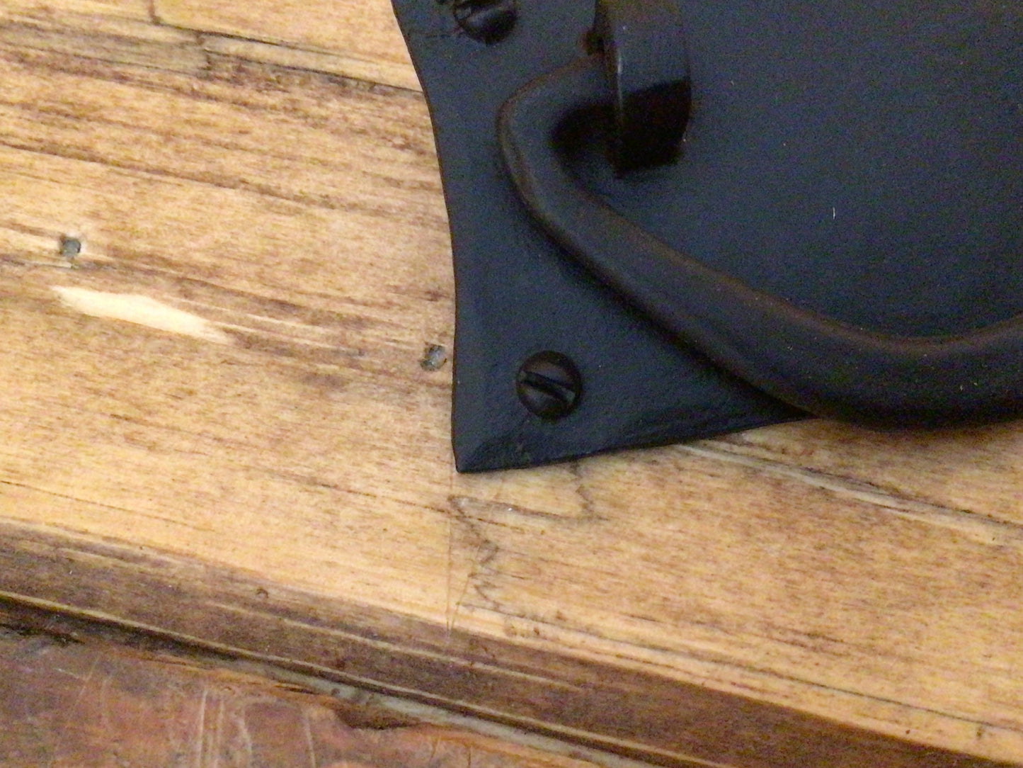 Set of 6 Black Powder Coated Rustic Drawer Pulls W/ Screws