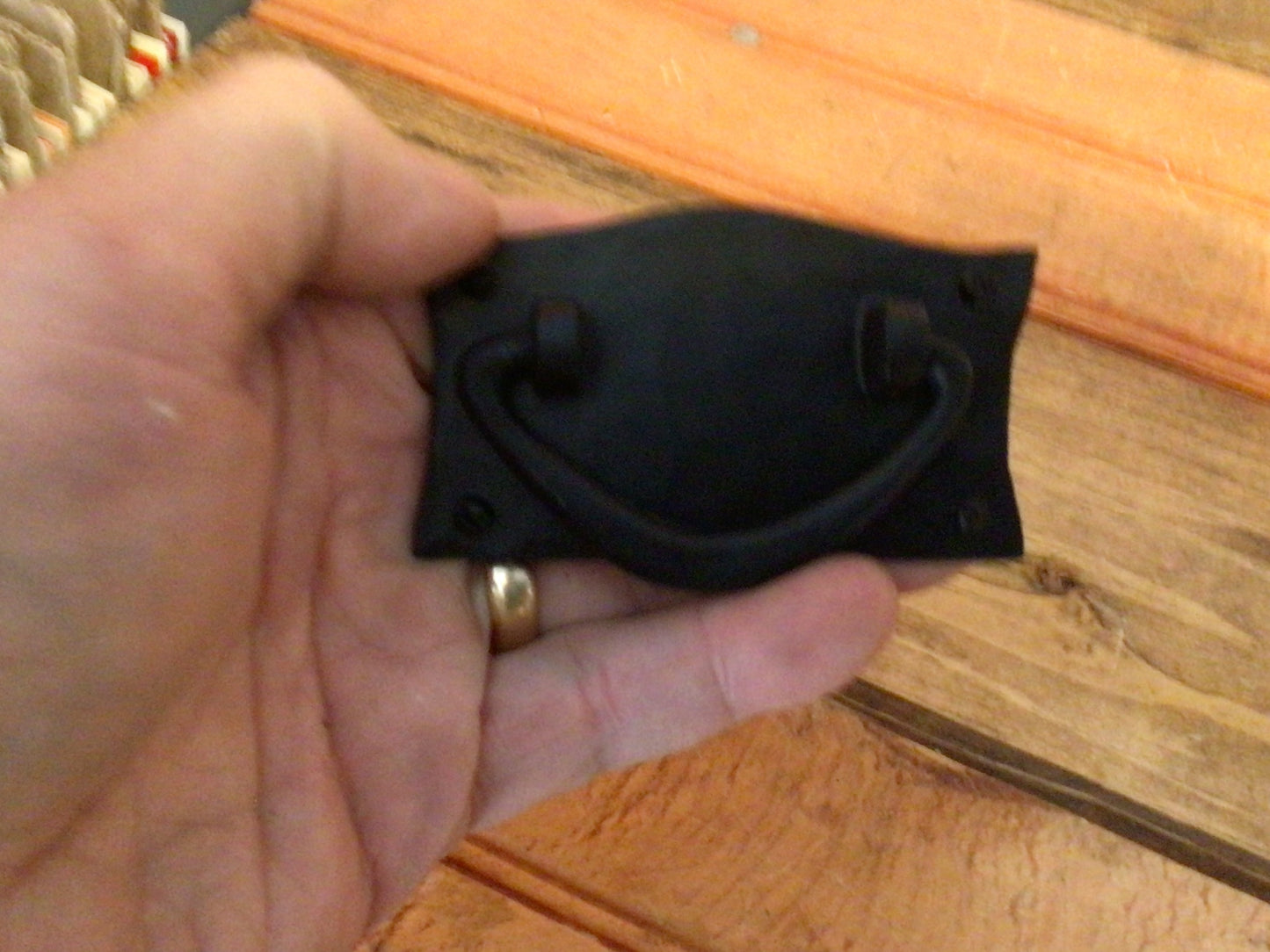 Set of 6 Black Powder Coated Rustic Drawer Pulls W/ Screws