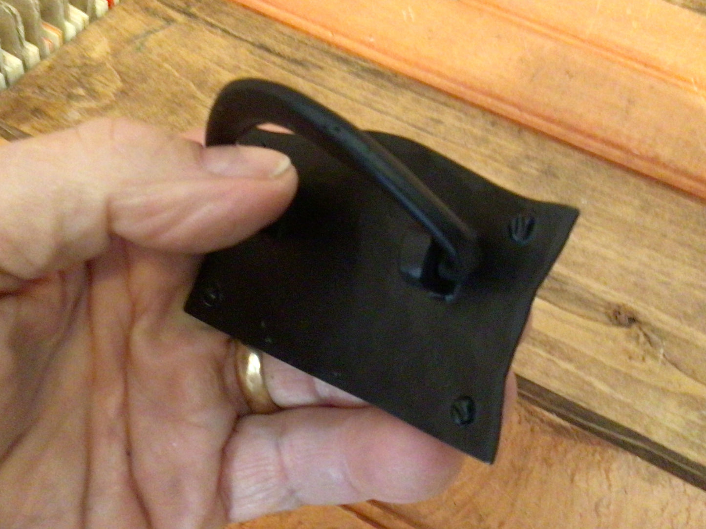 Set of 6 Black Powder Coated Rustic Drawer Pulls W/ Screws