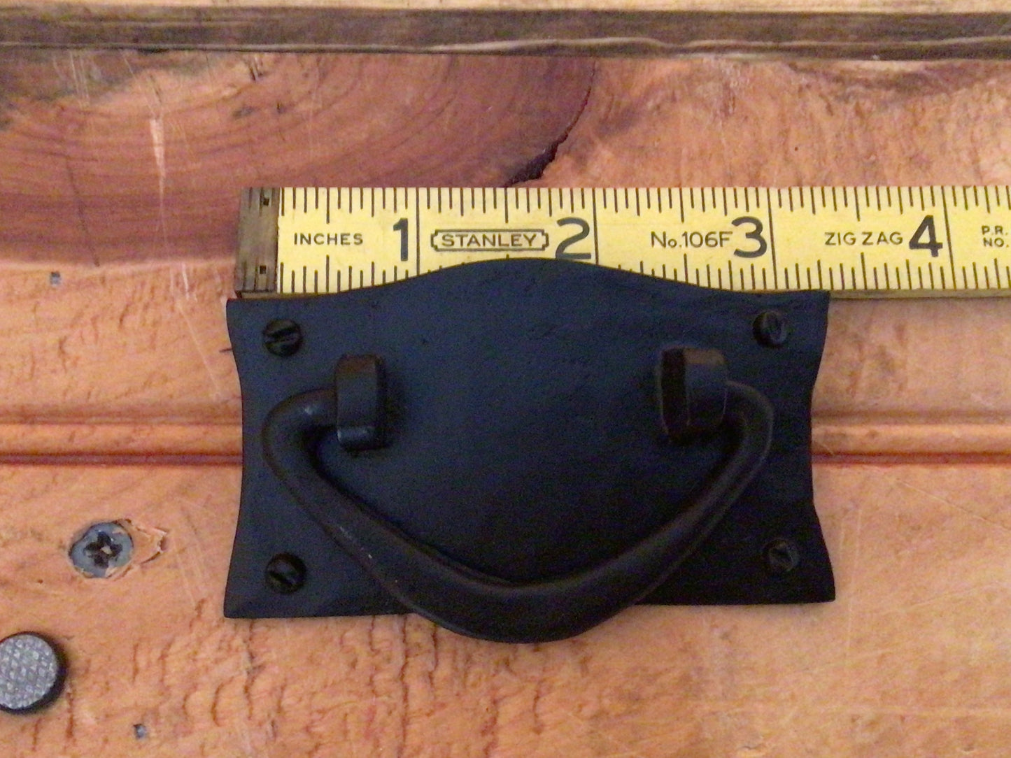 Set of 6 Black Powder Coated Rustic Drawer Pulls W/ Screws