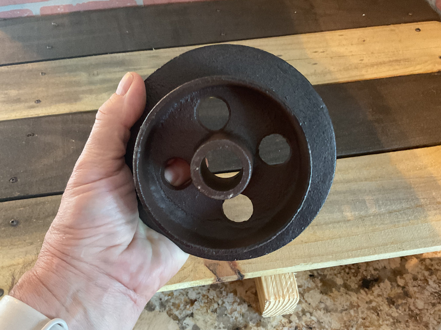 6" Cast Iron Rustic Style Train Wheel. Great Home Decor.