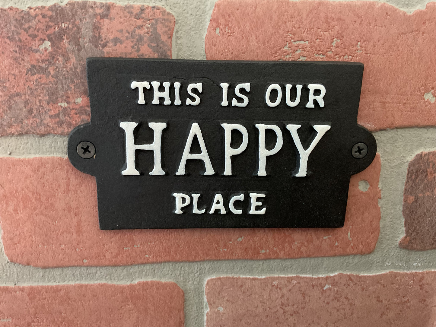 Vintage Rustic Style Cast Iron "This is Our Happy Place" Sign