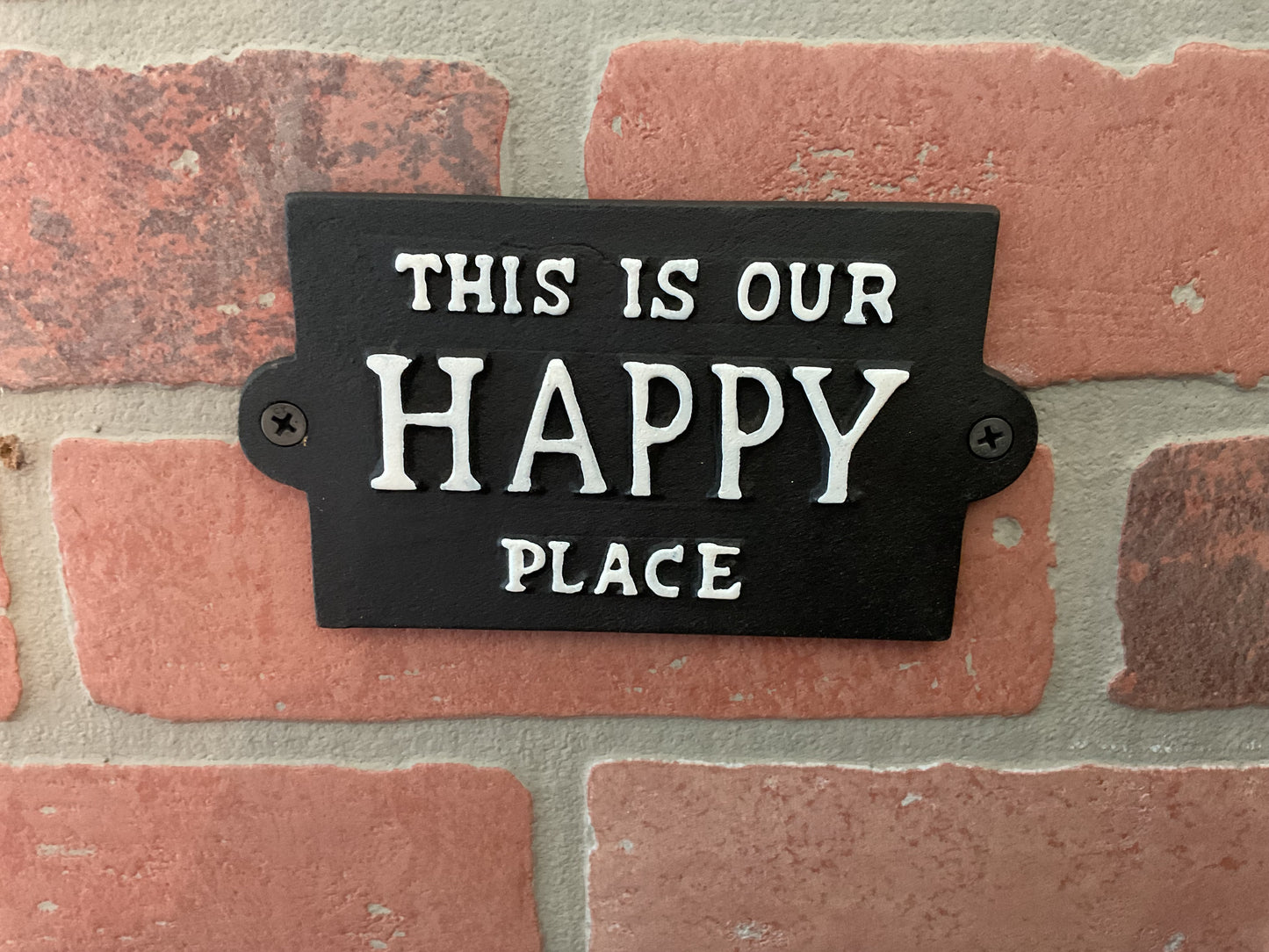 Vintage Rustic Style Cast Iron "This is Our Happy Place" Sign