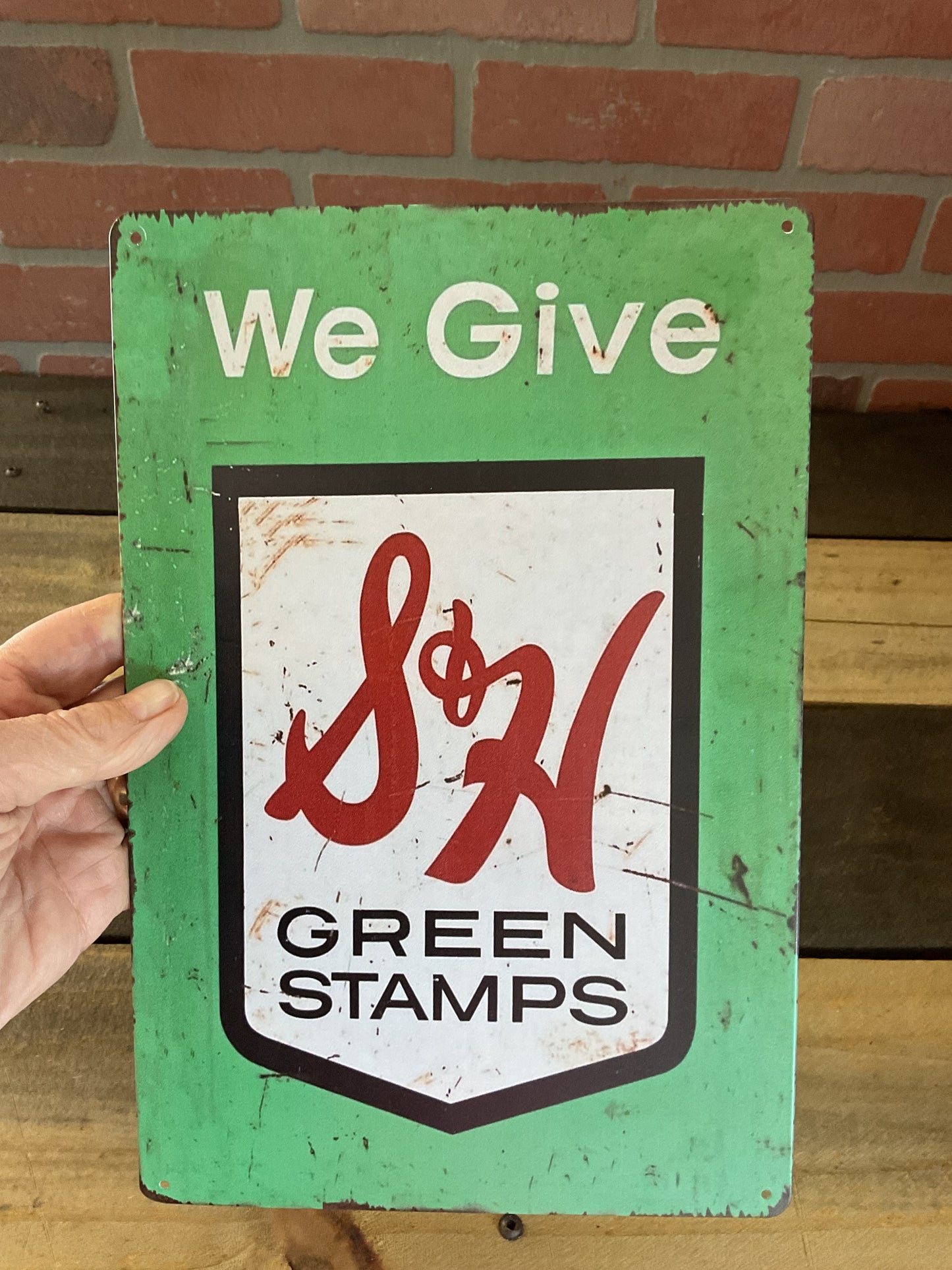 8"x12" Vintage Rustic Style S&H Green Stamps Tin Sign. Makes a Great Gift!