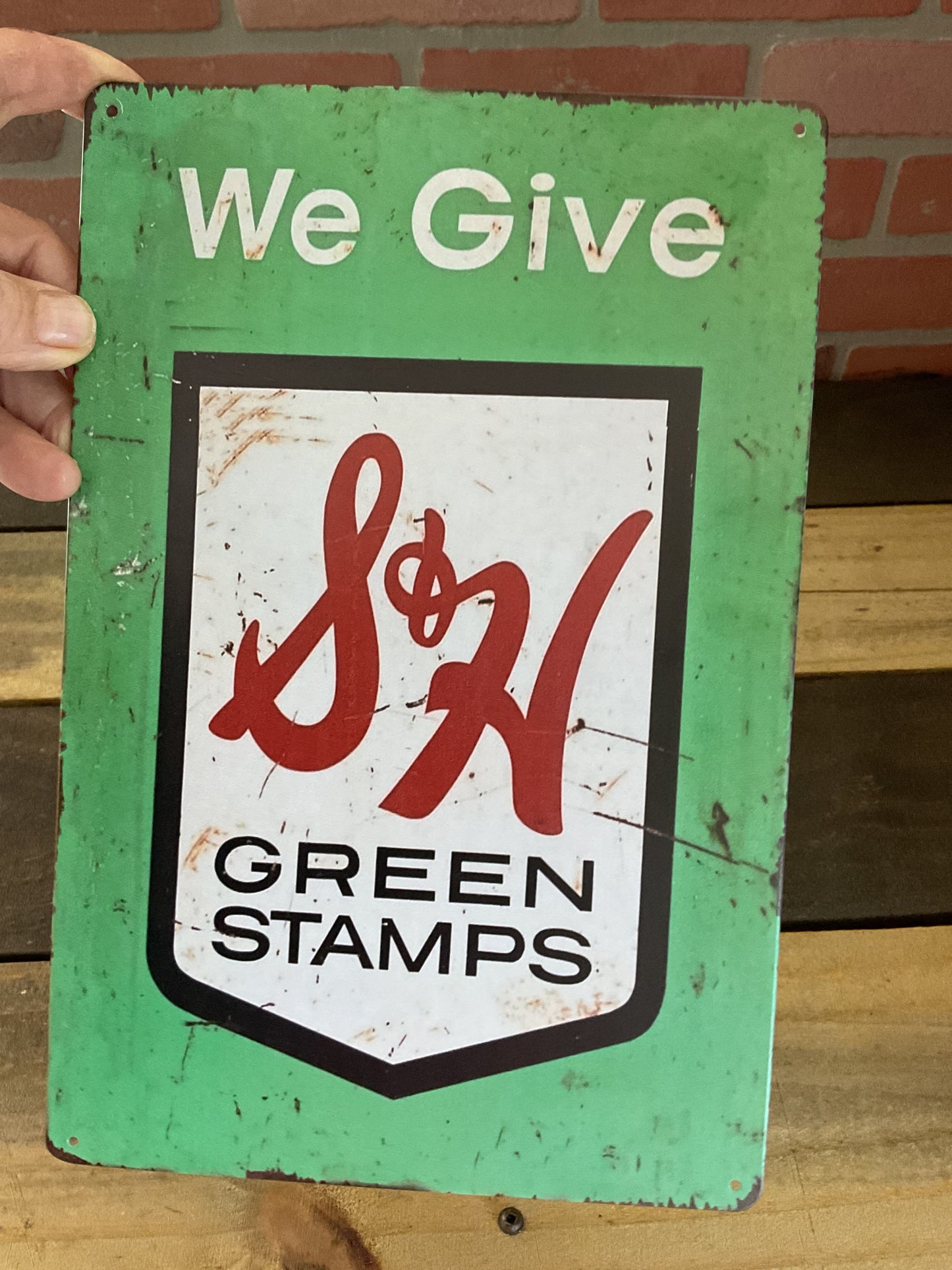 8"x12" Vintage Rustic Style S&H Green Stamps Tin Sign. Makes a Great Gift!