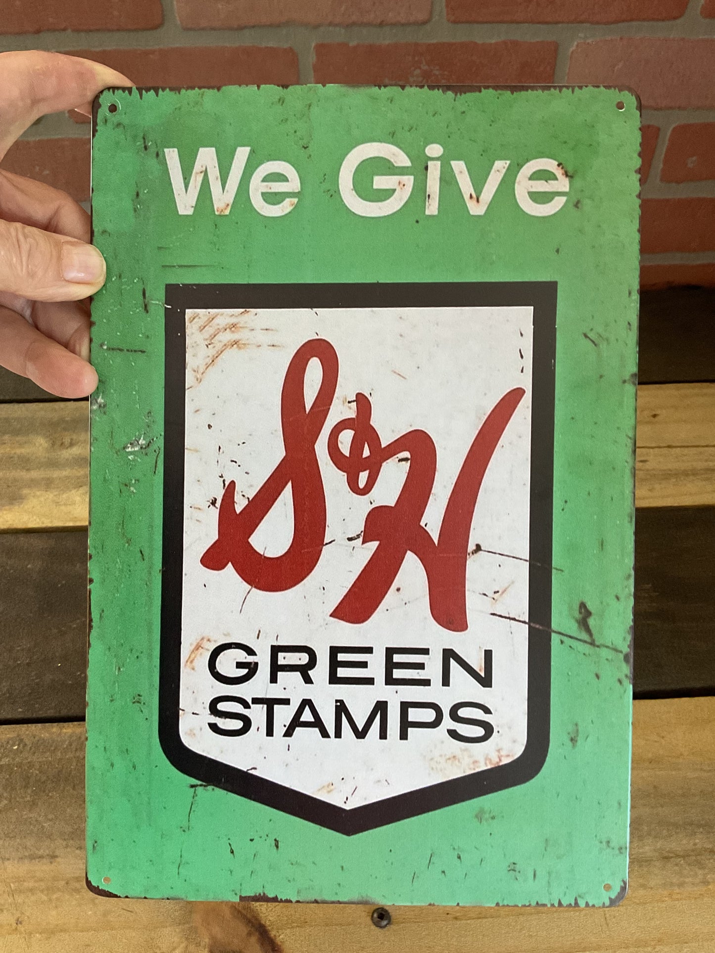 8"x12" Vintage Rustic Style S&H Green Stamps Tin Sign. Makes a Great Gift!