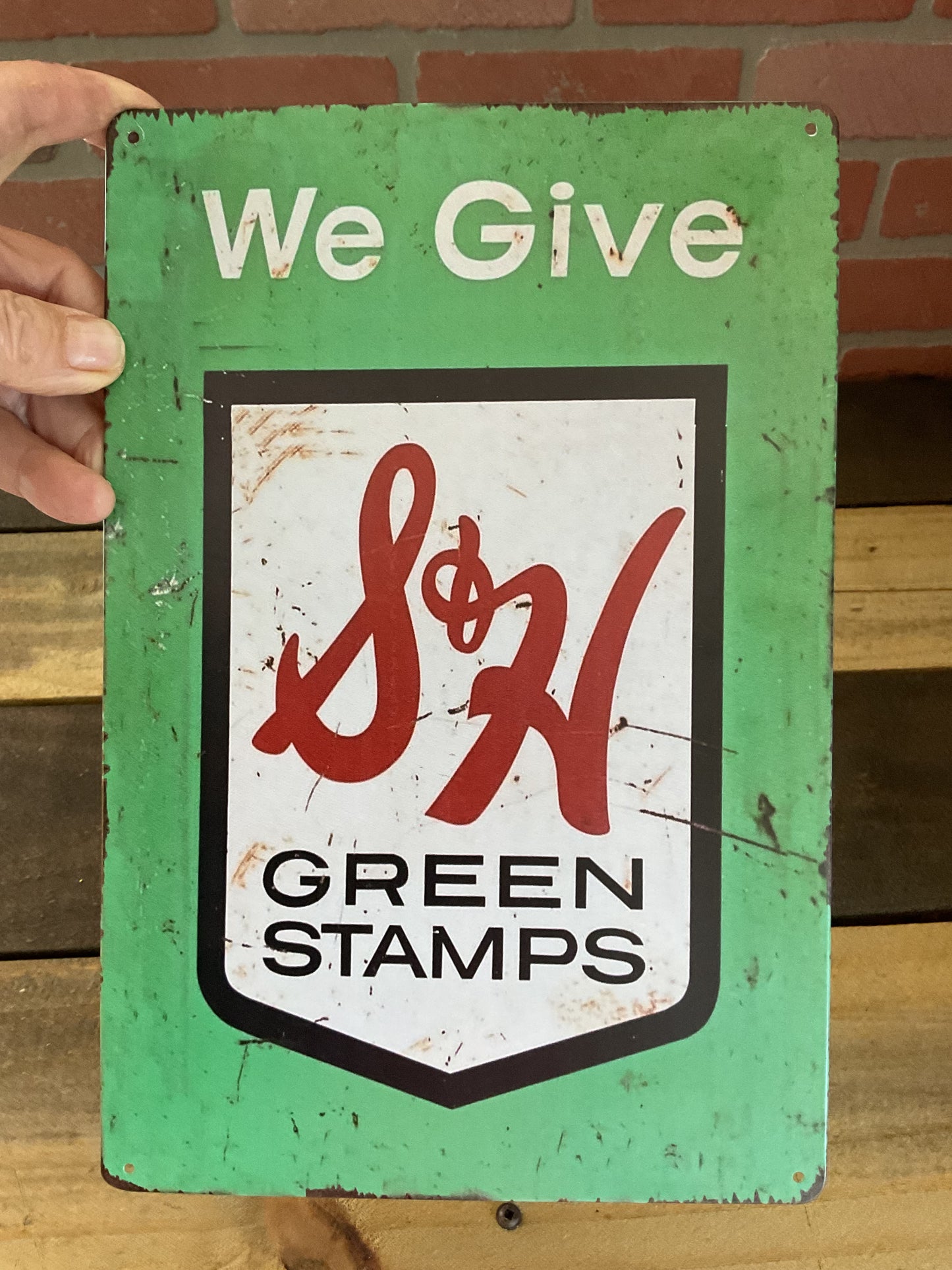 8"x12" Vintage Rustic Style S&H Green Stamps Tin Sign. Makes a Great Gift!