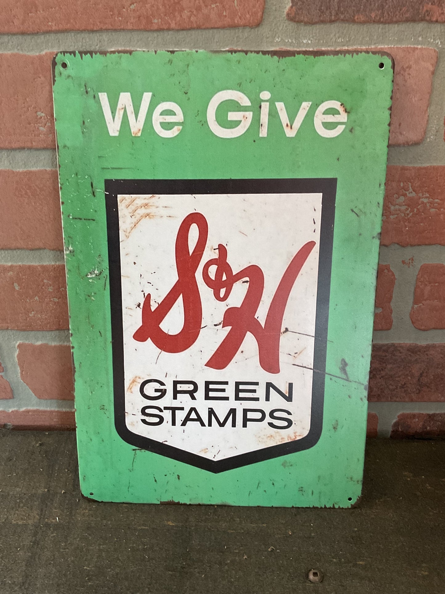 8"x12" Vintage Rustic Style S&H Green Stamps Tin Sign. Makes a Great Gift!