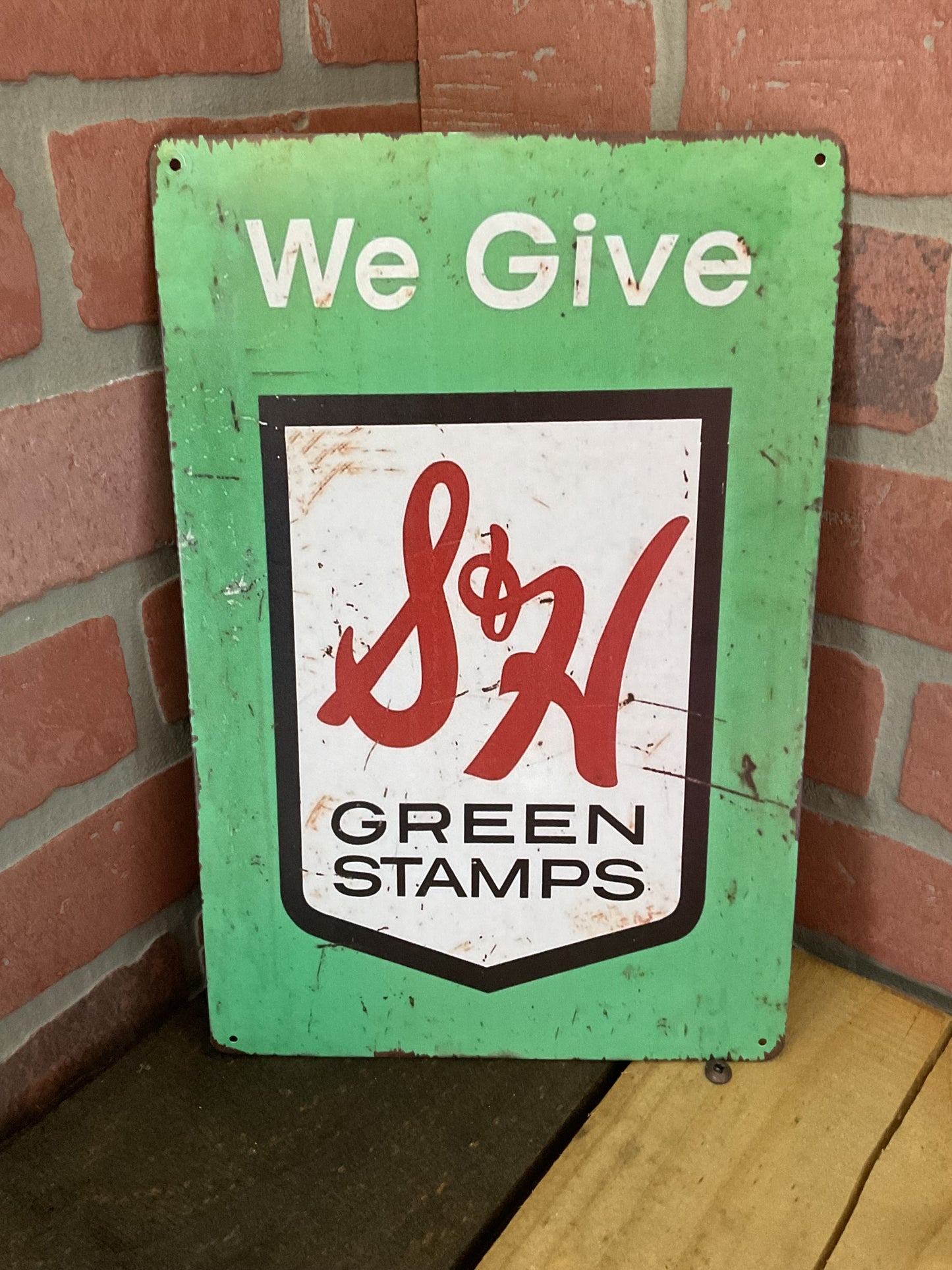 8"x12" Vintage Rustic Style S&H Green Stamps Tin Sign. Makes a Great Gift!