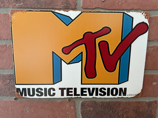 Rustic Patina Style 12"x8" Nostalgic MTV Music Television Sign