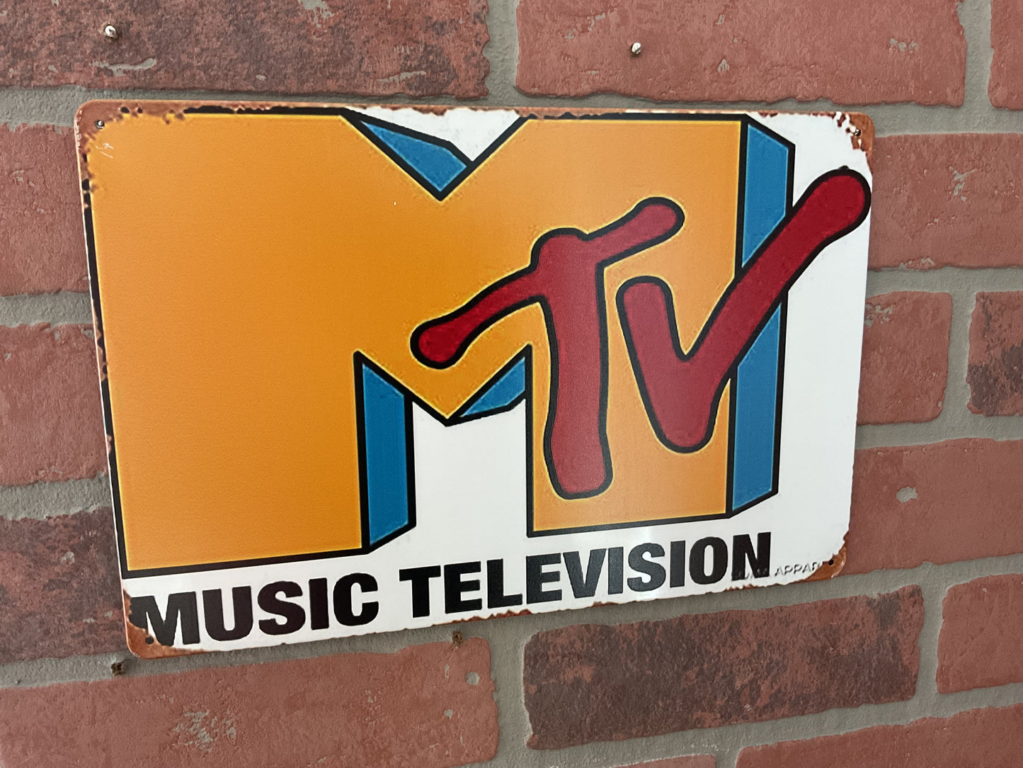 Rustic Patina Style 12"x8" Nostalgic MTV Music Television Sign