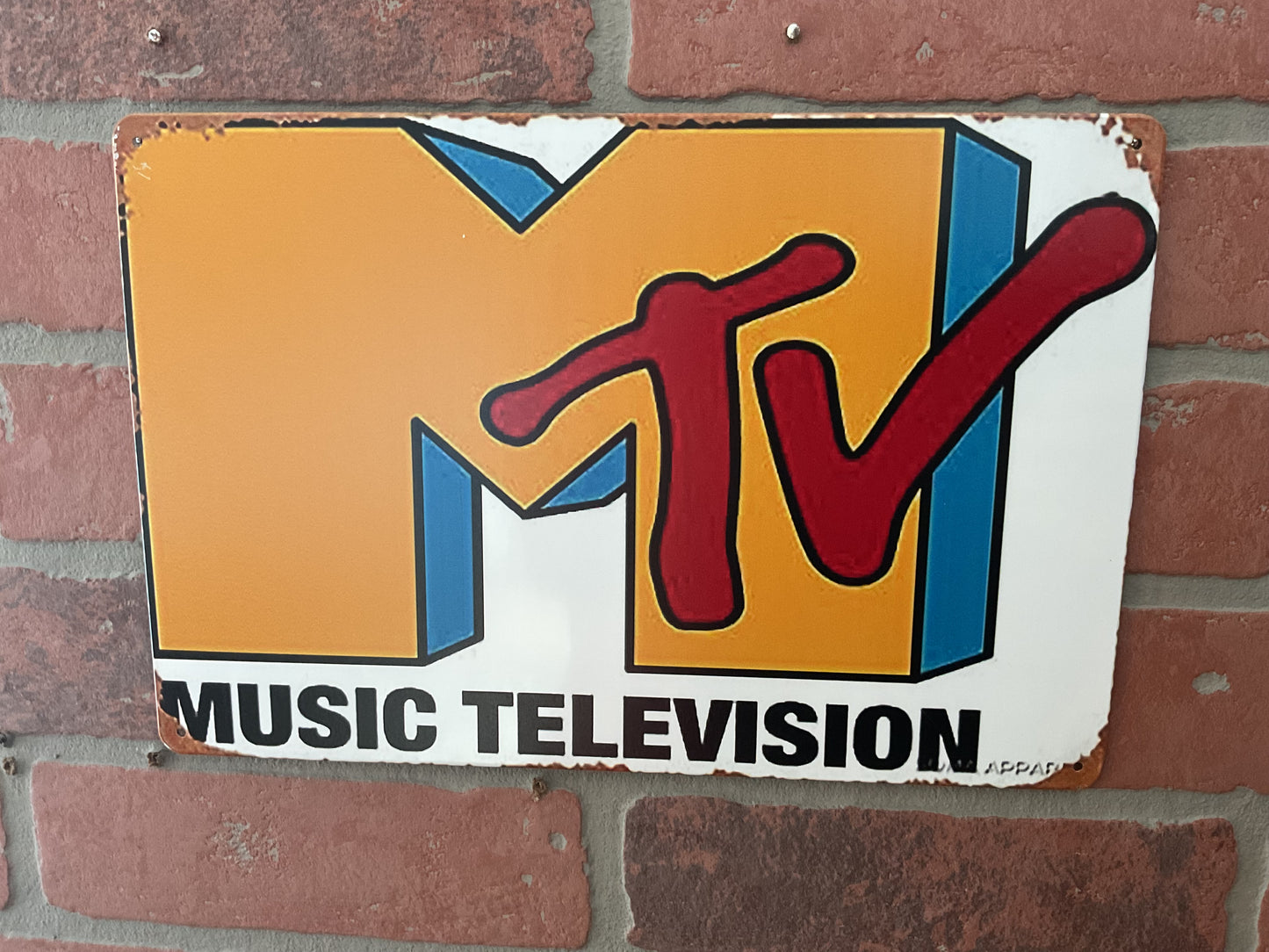 Rustic Patina Style 12"x8" Nostalgic MTV Music Television Sign