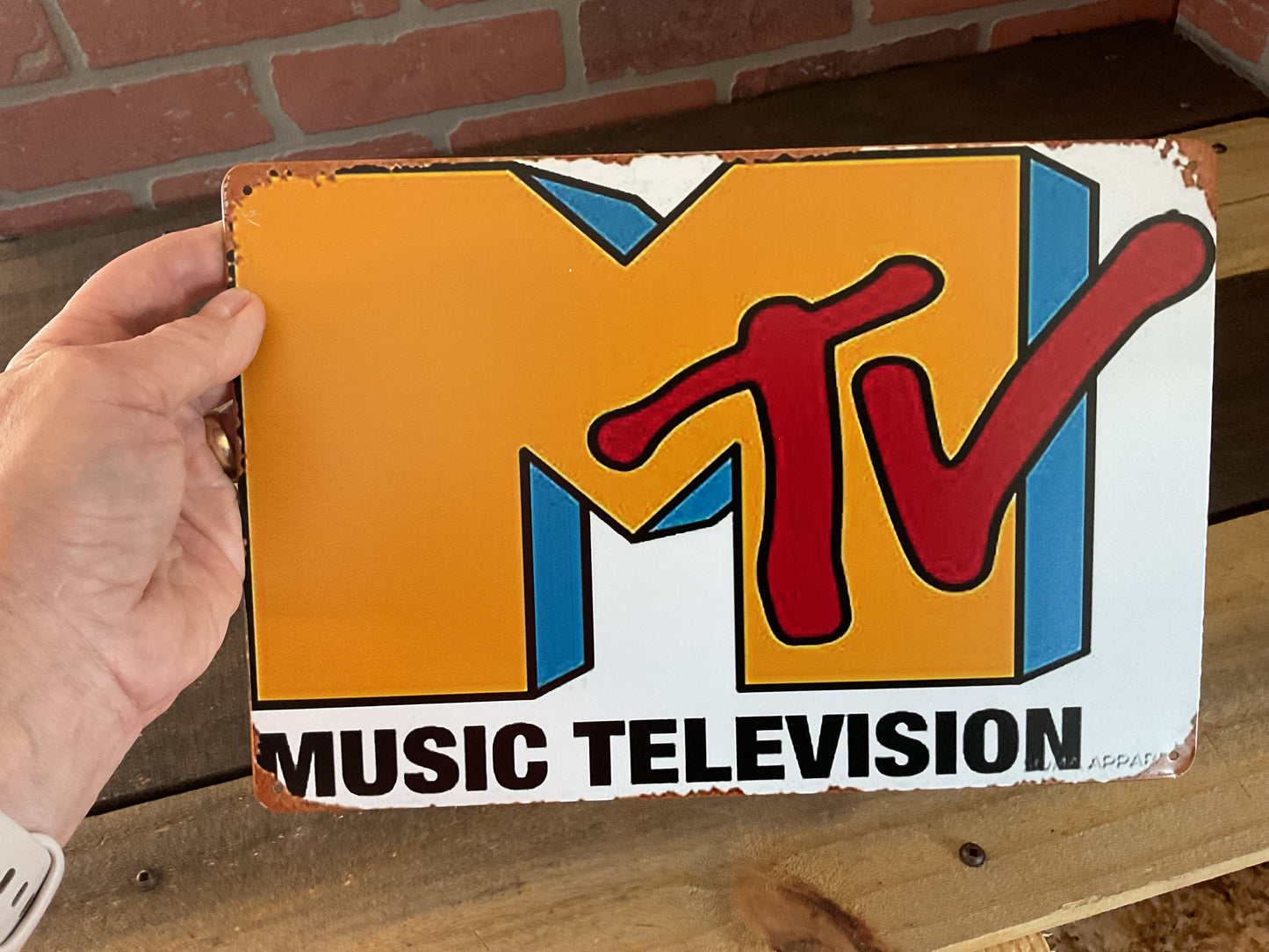 Rustic Patina Style 12"x8" Nostalgic MTV Music Television Sign
