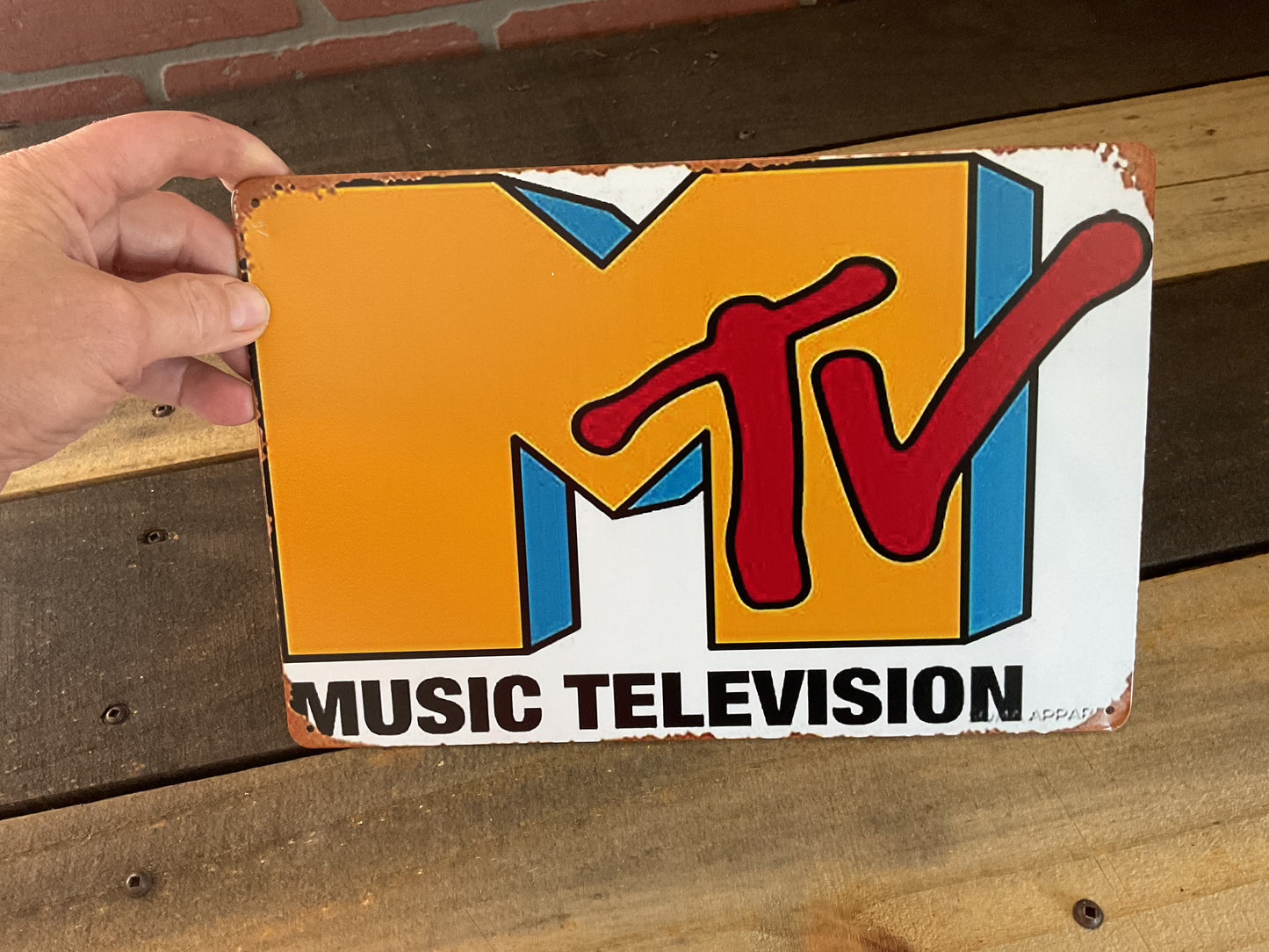Rustic Patina Style 12"x8" Nostalgic MTV Music Television Sign