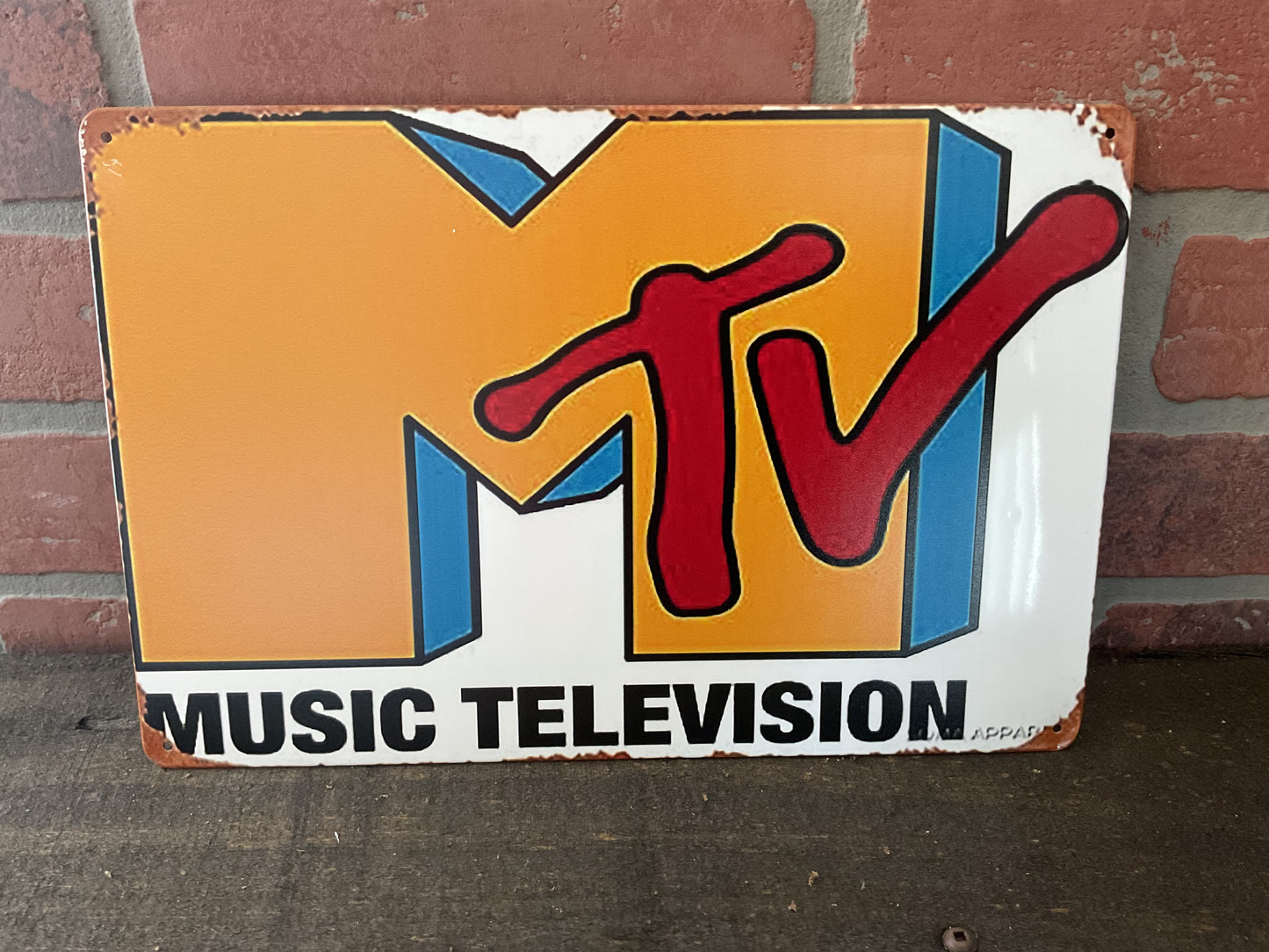 Rustic Patina Style 12"x8" Nostalgic MTV Music Television Sign
