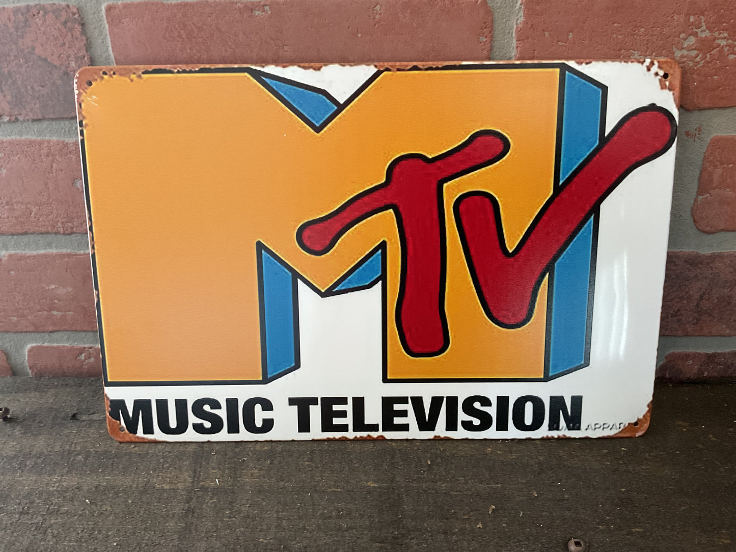Rustic Patina Style 12"x8" Nostalgic MTV Music Television Sign
