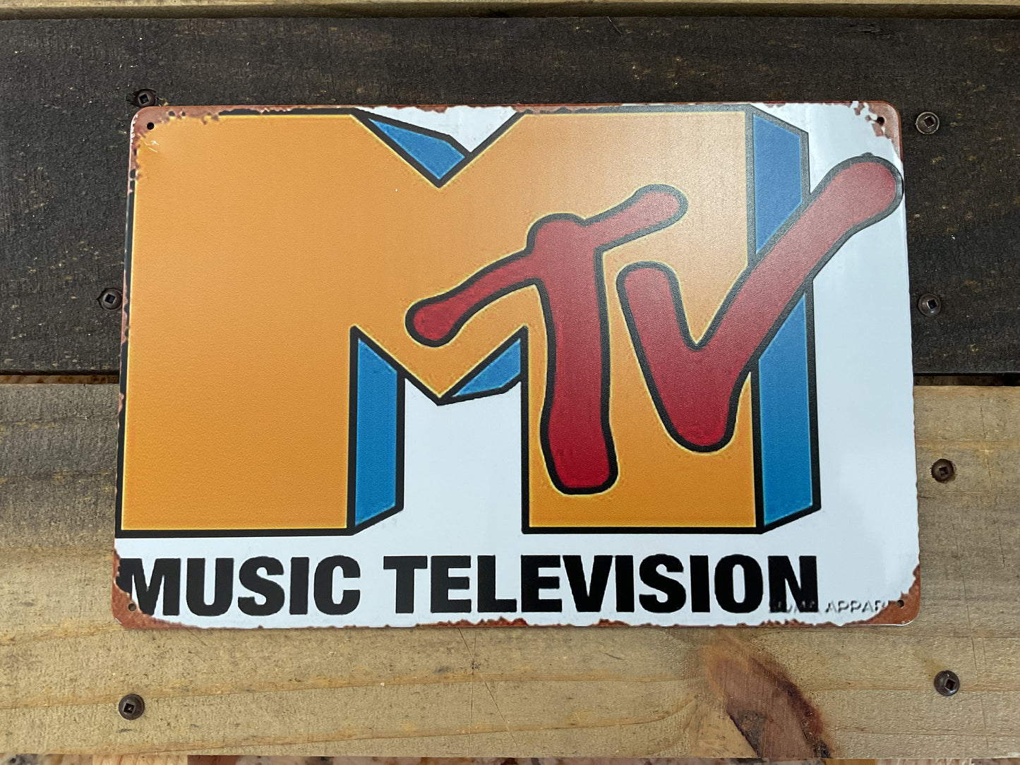Rustic Patina Style 12"x8" Nostalgic MTV Music Television Sign