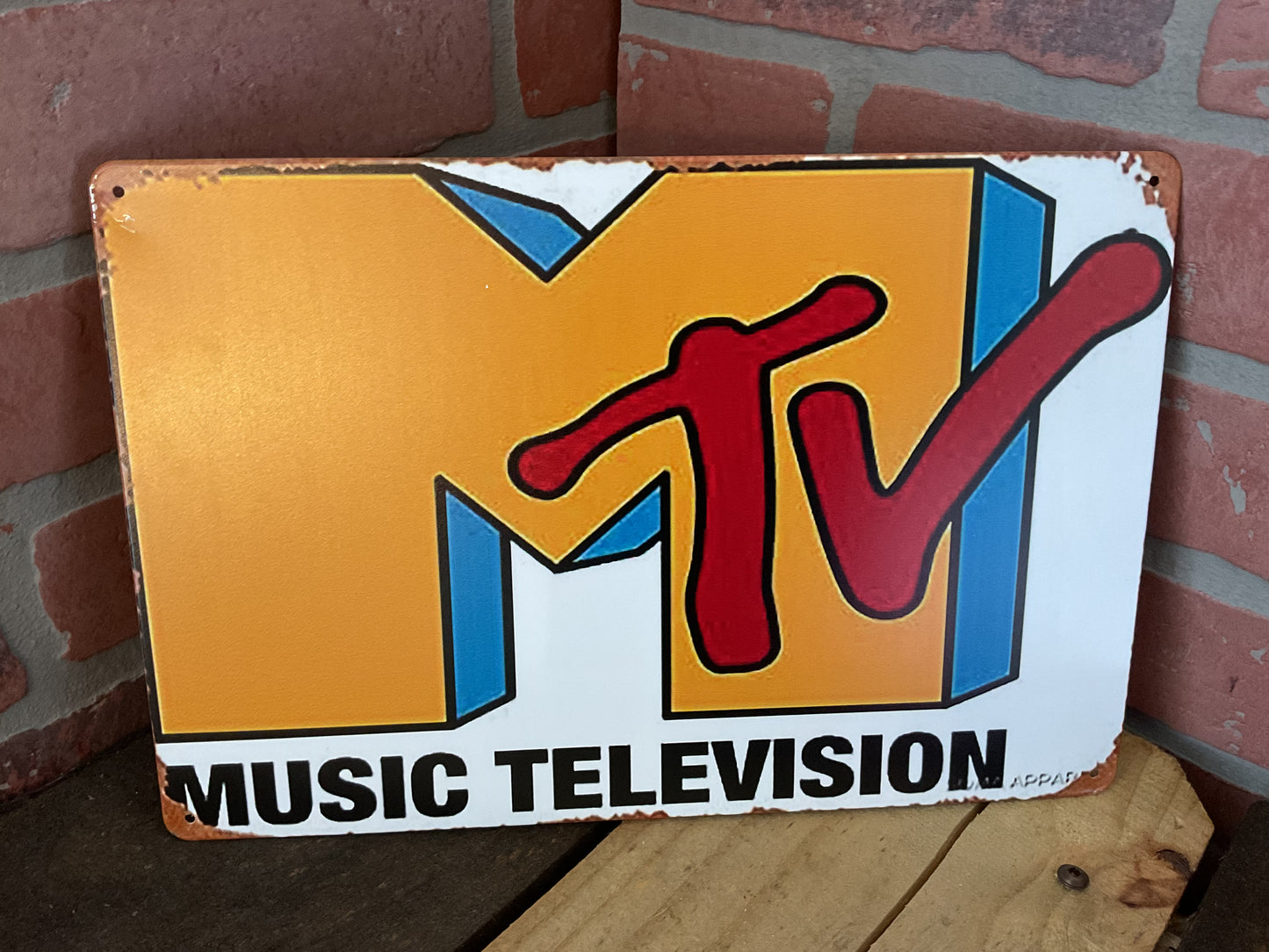 Rustic Patina Style 12"x8" Nostalgic MTV Music Television Sign