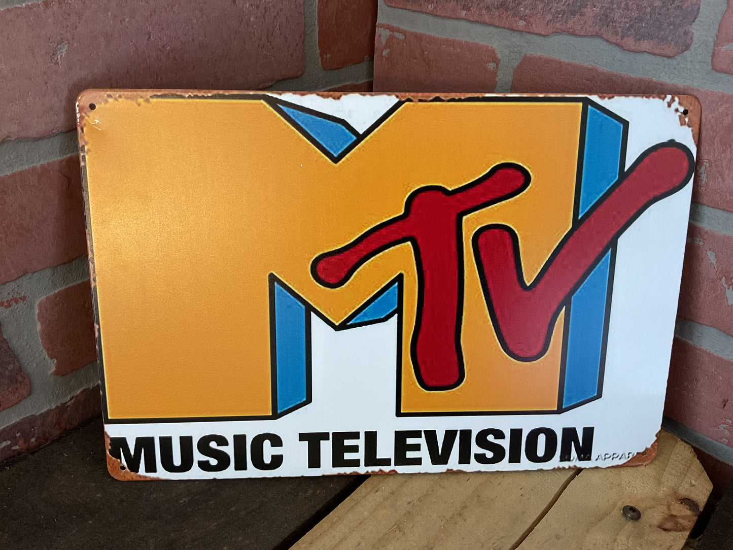Rustic Patina Style 12"x8" Nostalgic MTV Music Television Sign