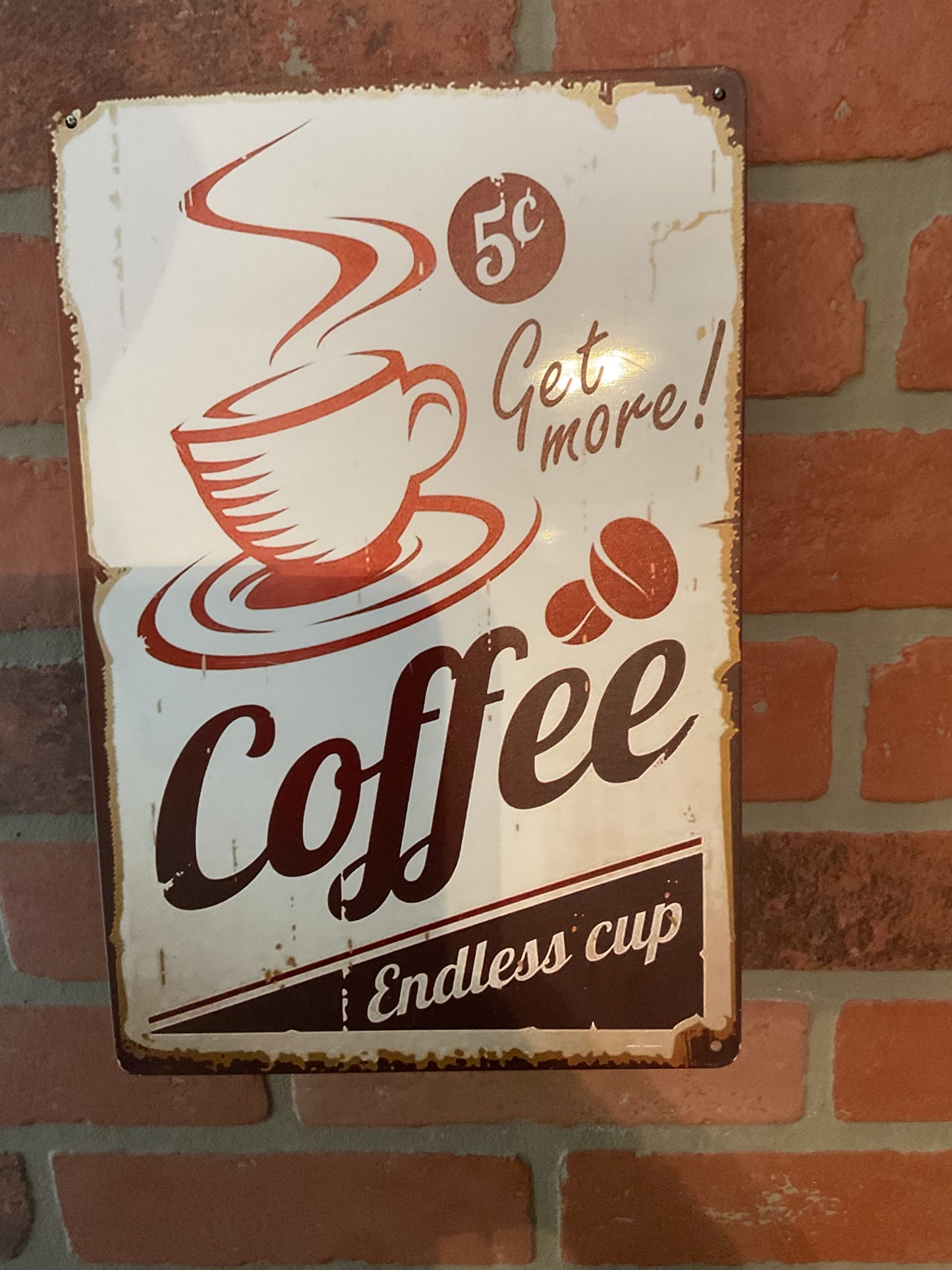 12"x8" Vintage Style Collector/Gift/Patina Style Metal Coffee Sign
