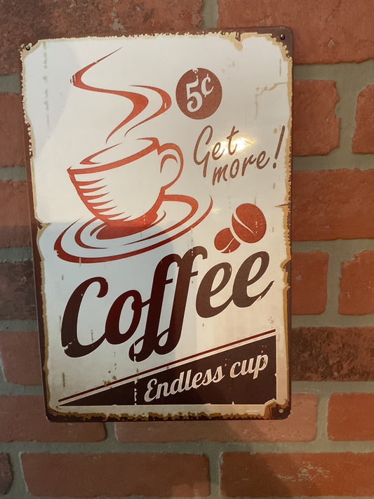 12"x8" Vintage Style Collector/Gift/Patina Style Metal Coffee Sign
