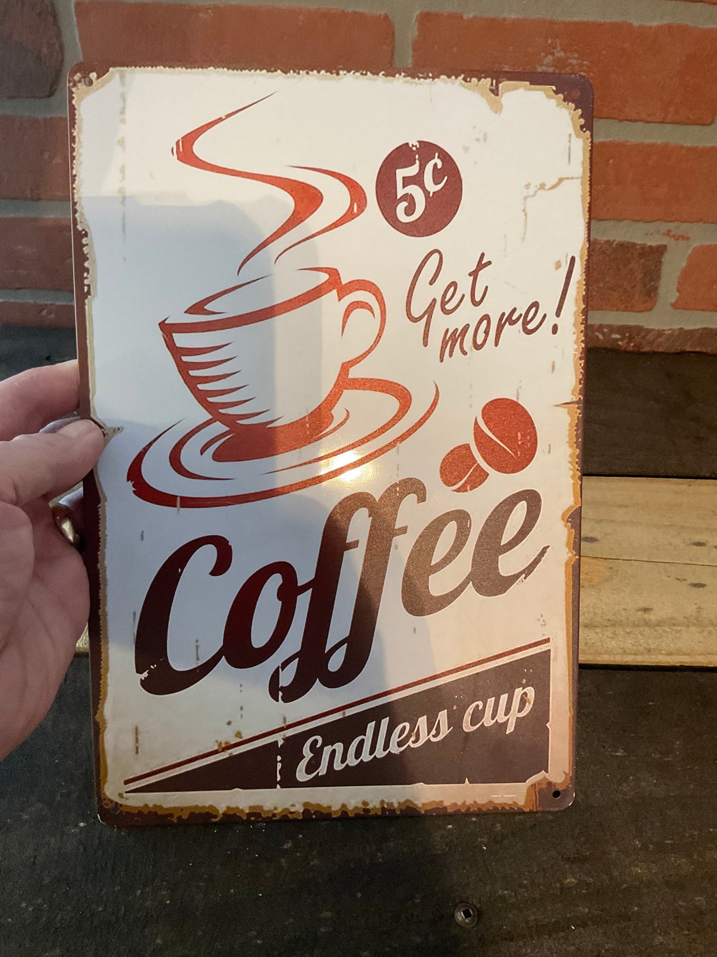 12"x8" Vintage Style Collector/Gift/Patina Style Metal Coffee Sign