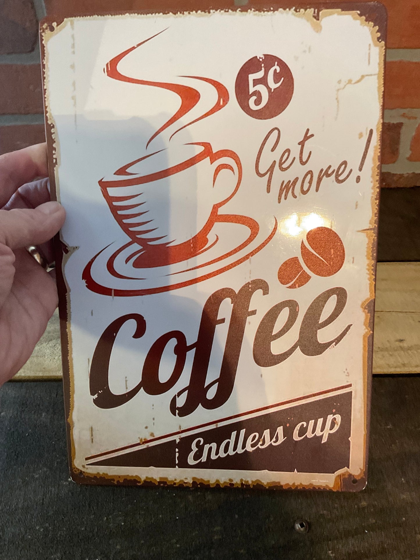 12"x8" Vintage Style Collector/Gift/Patina Style Metal Coffee Sign