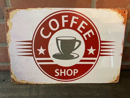 12"x8" Vintage Patina Style "Coffee Shop" Sign.    Makes a Great Gift!