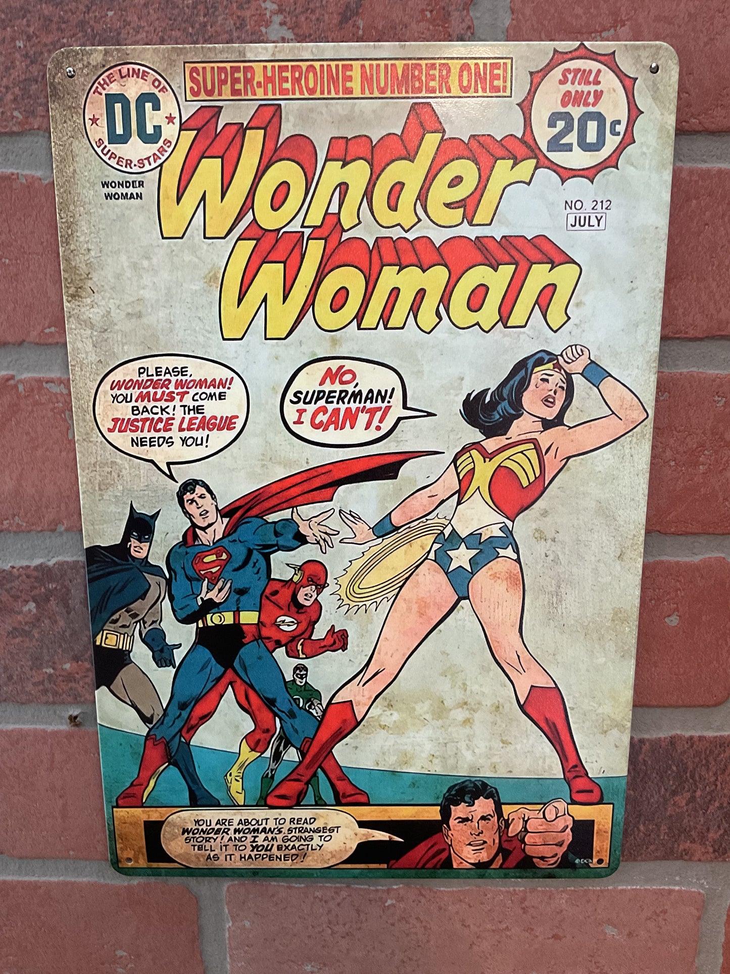 Classic 8"x12" Wonder Woman Comic Book Cover Sign Makes a Great Gift!