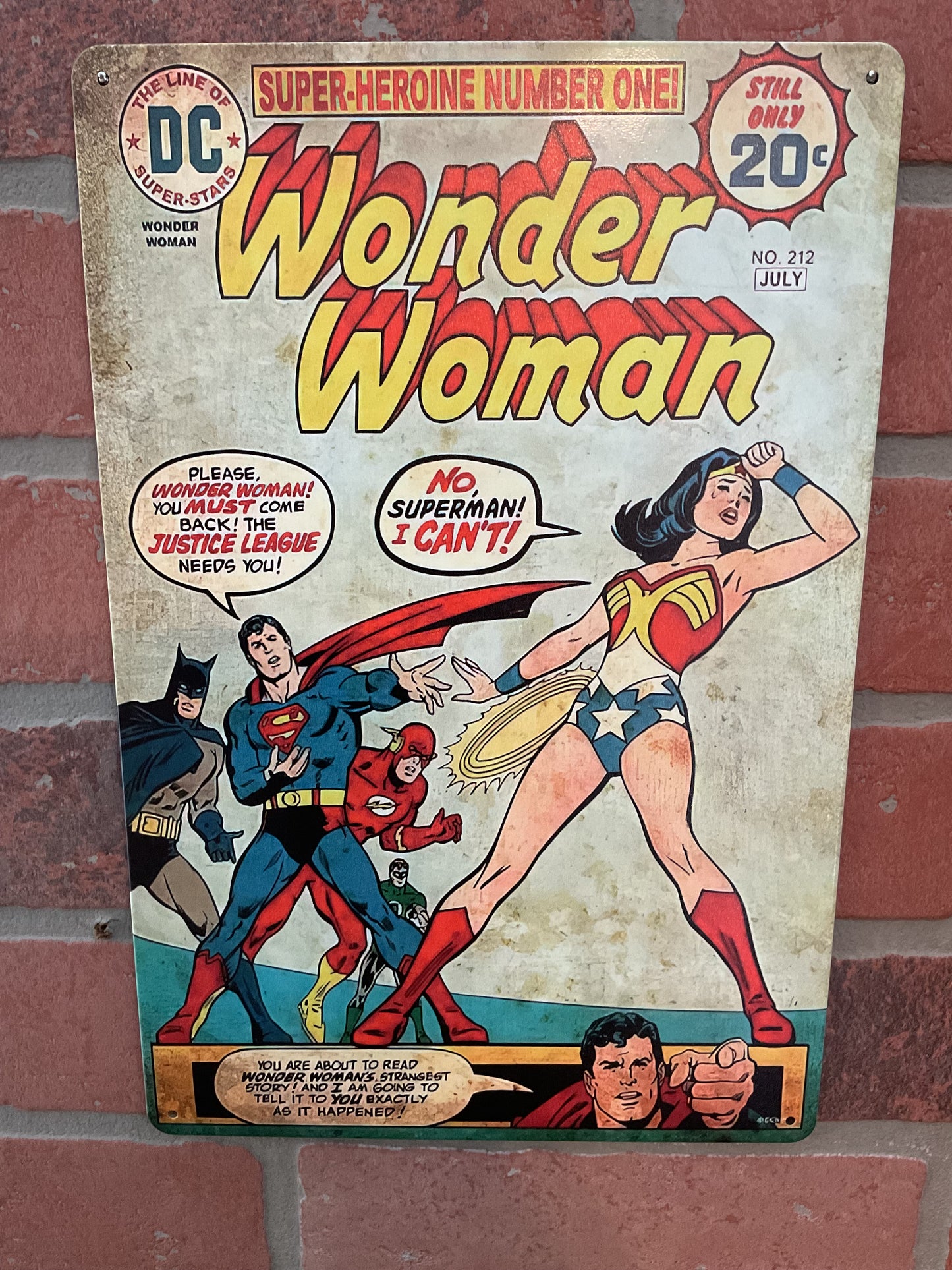 Classic 8"x12" Wonder Woman Comic Book Cover Sign Makes a Great Gift!