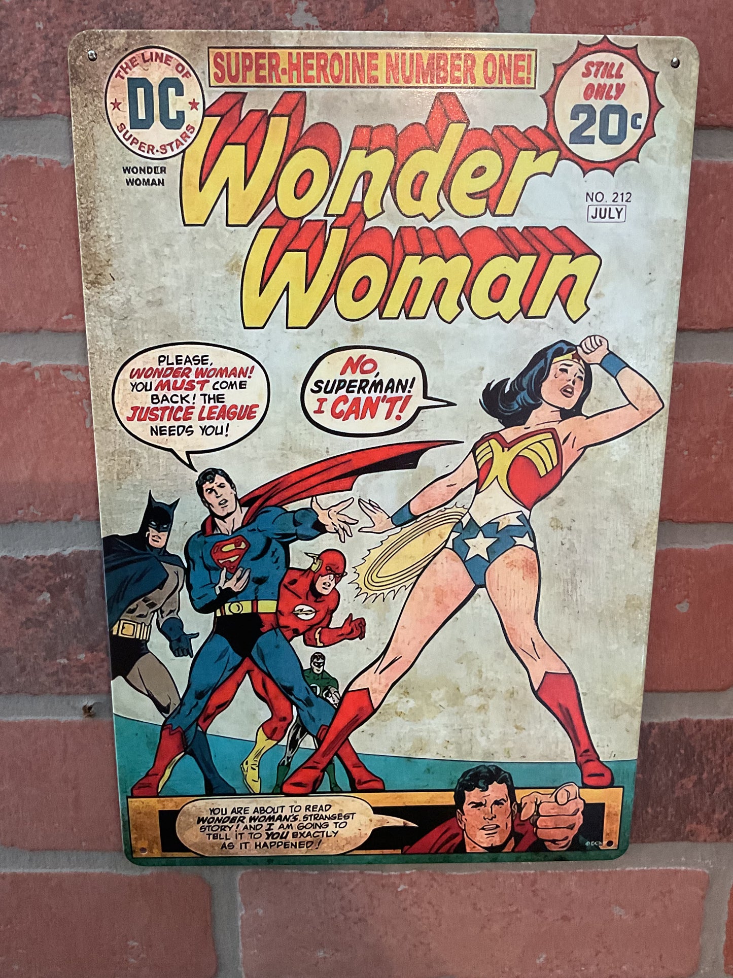 Classic 8"x12" Wonder Woman Comic Book Cover Sign Makes a Great Gift!