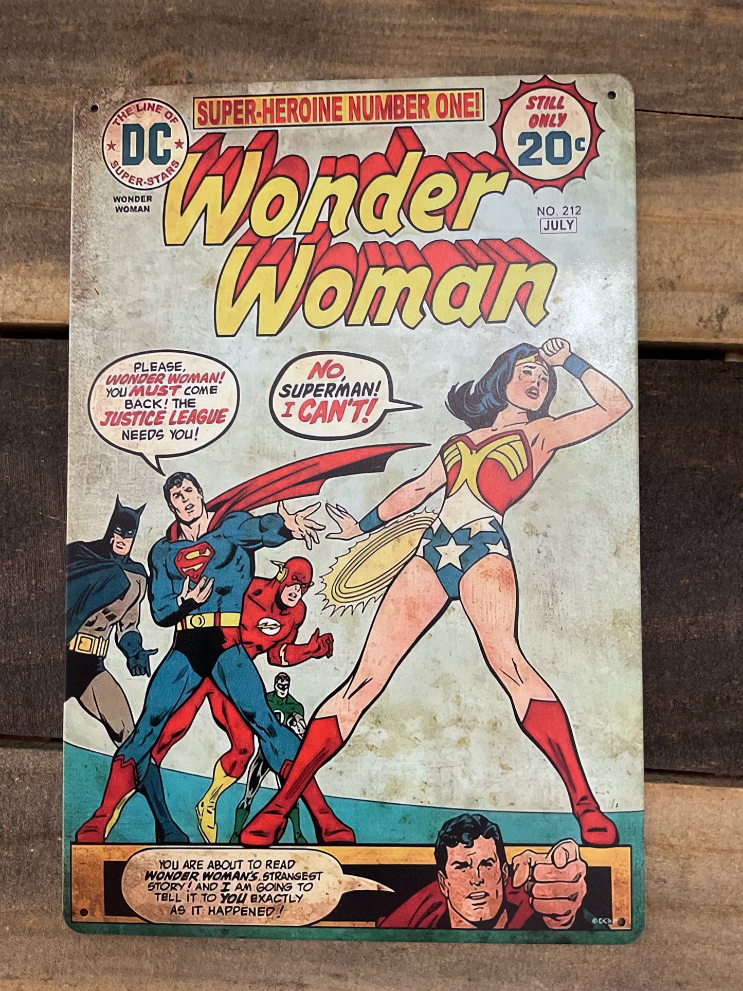 Classic 8"x12" Wonder Woman Comic Book Cover Sign Makes a Great Gift!