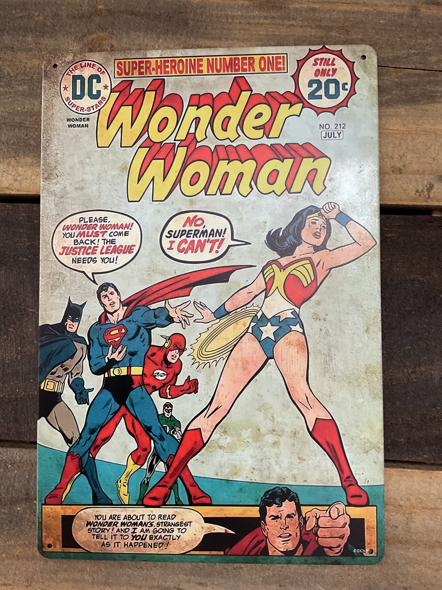 Classic 8"x12" Wonder Woman Comic Book Cover Sign Makes a Great Gift!