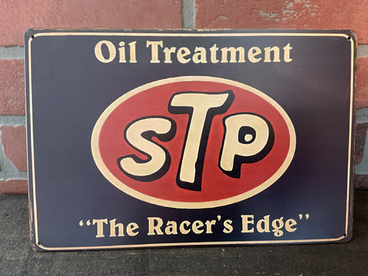 12"x8" Vintage Patina Style Metal "STP The Racer's Edge" Sign. Collectors/ Gifts
