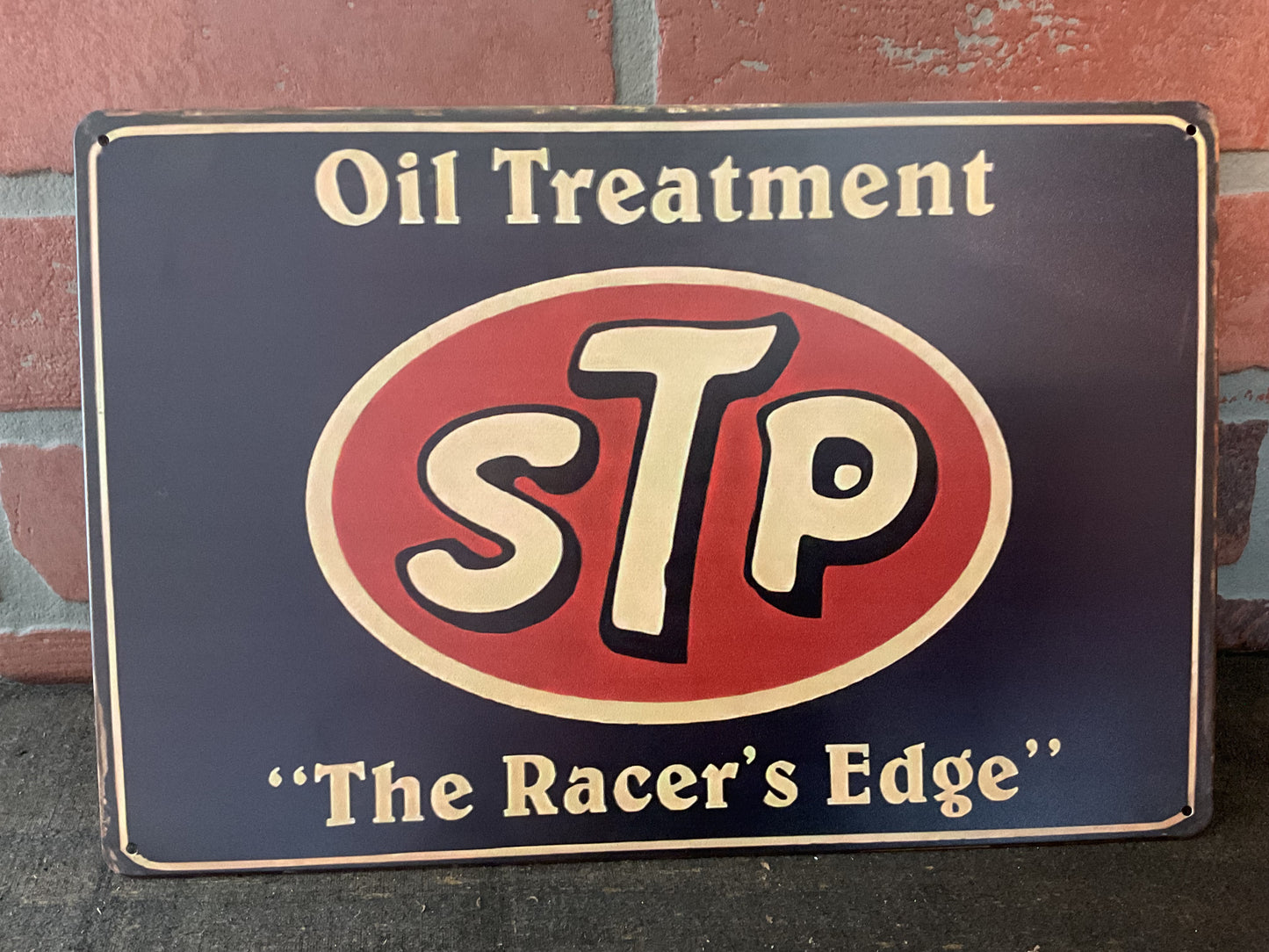 12"x8" Vintage Patina Style Metal "STP The Racer's Edge" Sign. Collectors/ Gifts