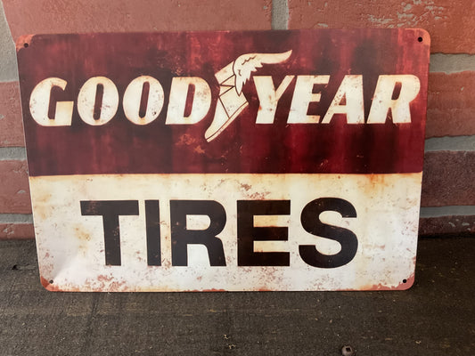 Vintage Rustic Style 8"x12" Goodyear Tires Advertising Sign. Make a Great Gift!