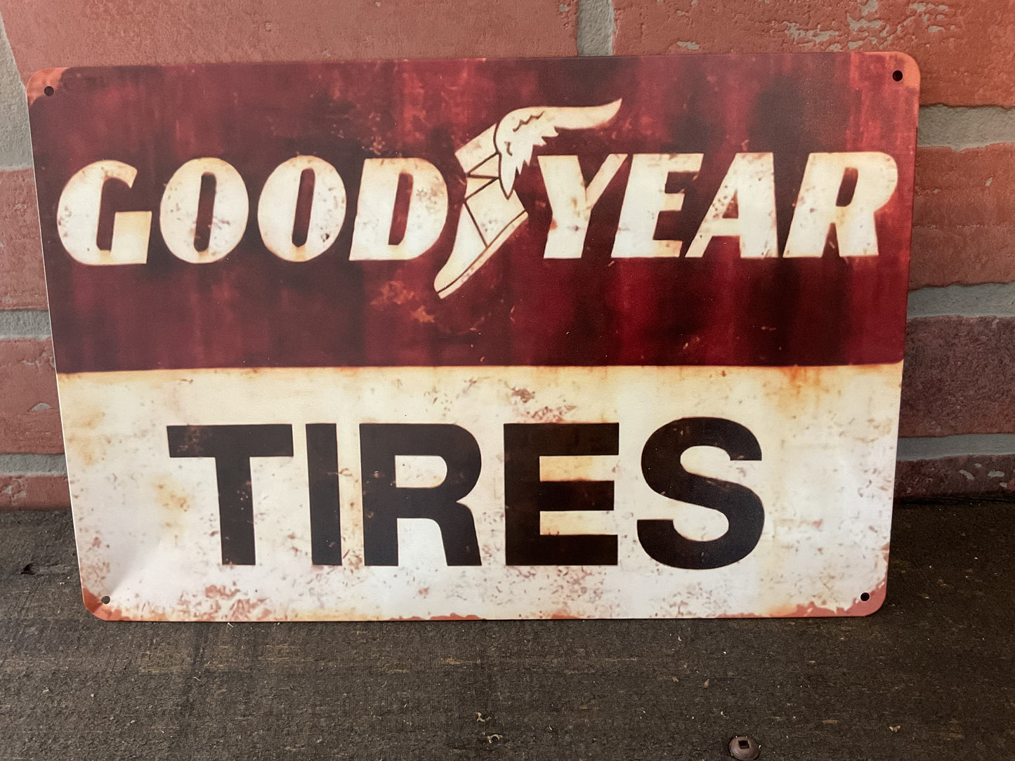 Vintage Rustic Style 8"x12" Goodyear Tires Advertising Sign. Make a Great Gift!