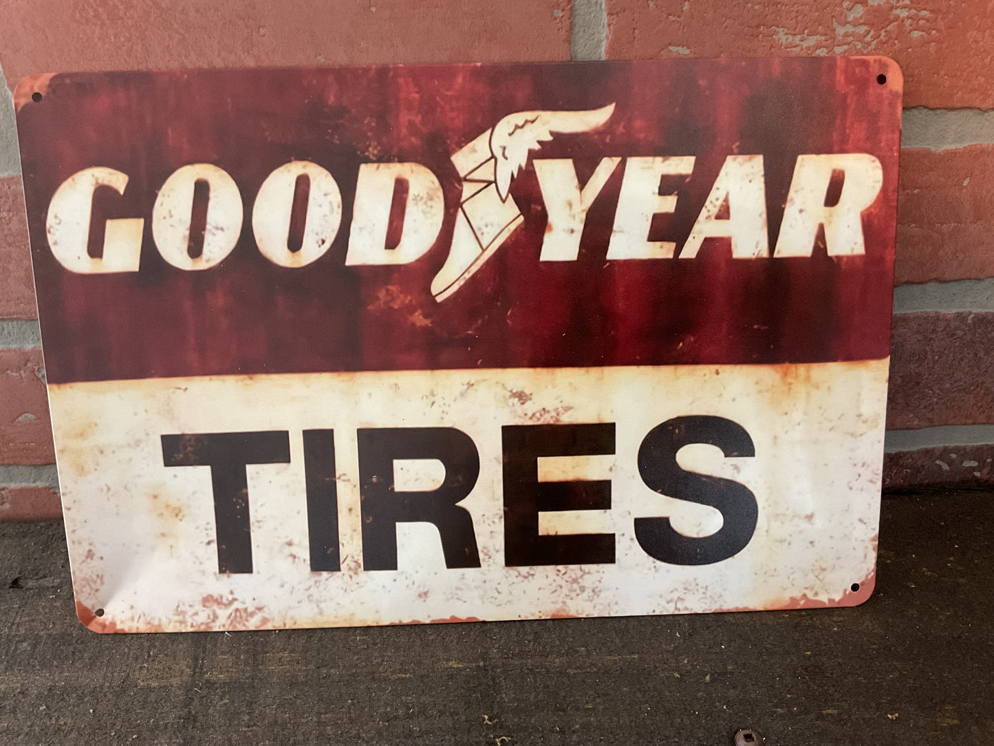 Vintage Rustic Style 8"x12" Goodyear Tires Advertising Sign. Make a Great Gift!